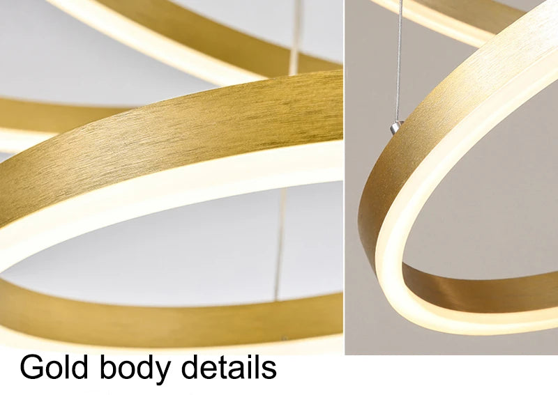 MZXFA Smart LED Pendant Chandelier | Adjustable Ring Sizes, Warm/Neutral/Cool Light