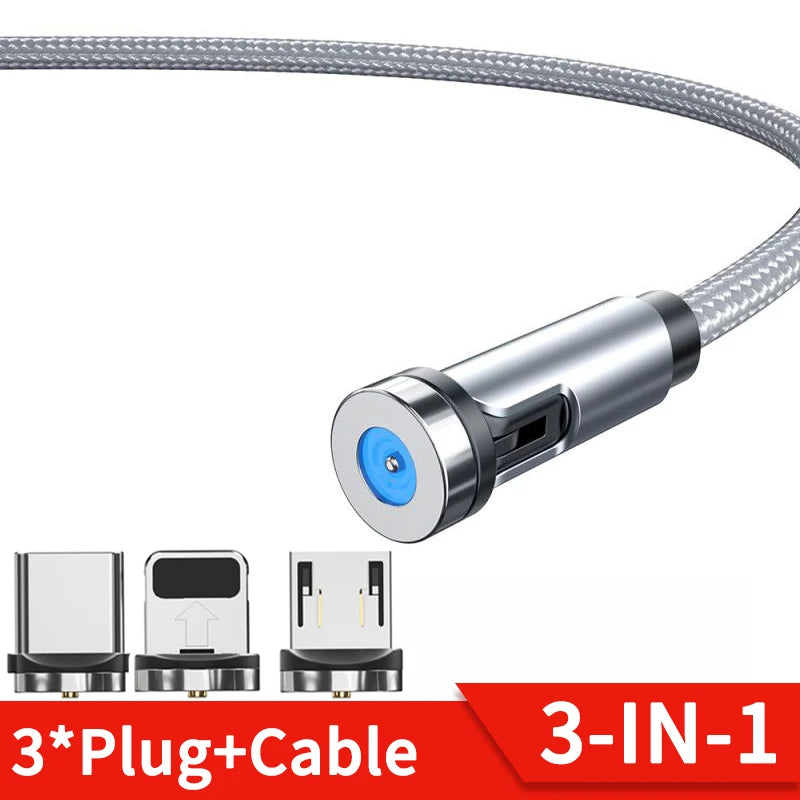 Magnetic Phone Charging Cable 2.4A | LED Breathing Light & 540° Rotation