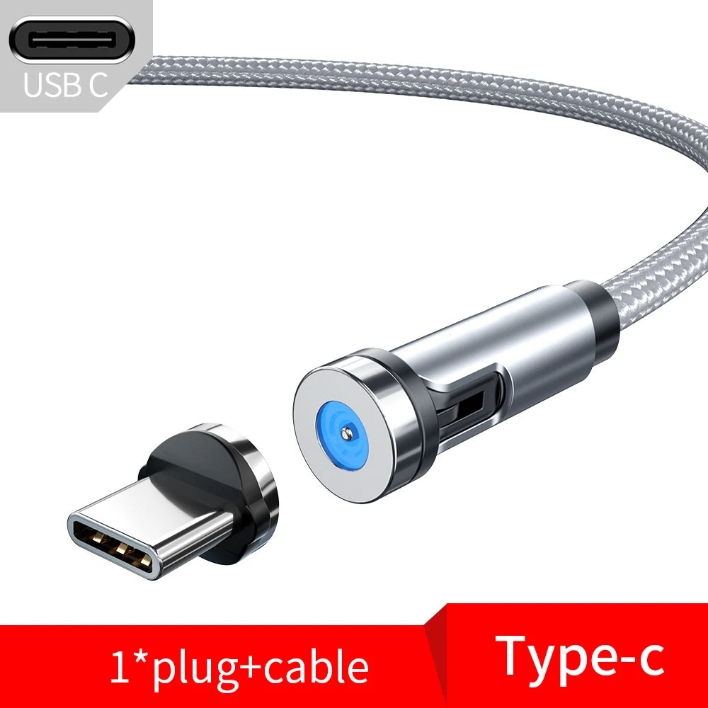 Magnetic Phone Charging Cable 2.4A | LED Breathing Light & 540° Rotation