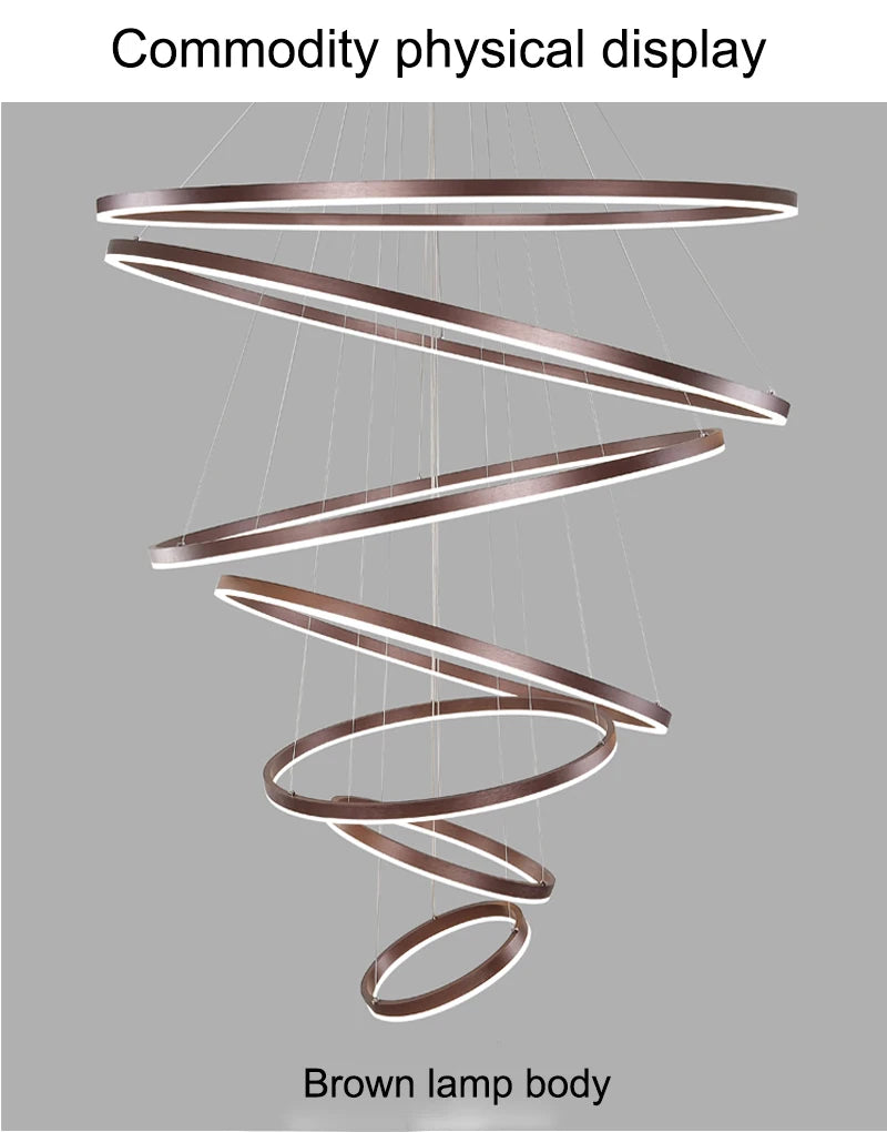 MZXFA Smart LED Pendant Chandelier | Adjustable Ring Sizes, Warm/Neutral/Cool Light