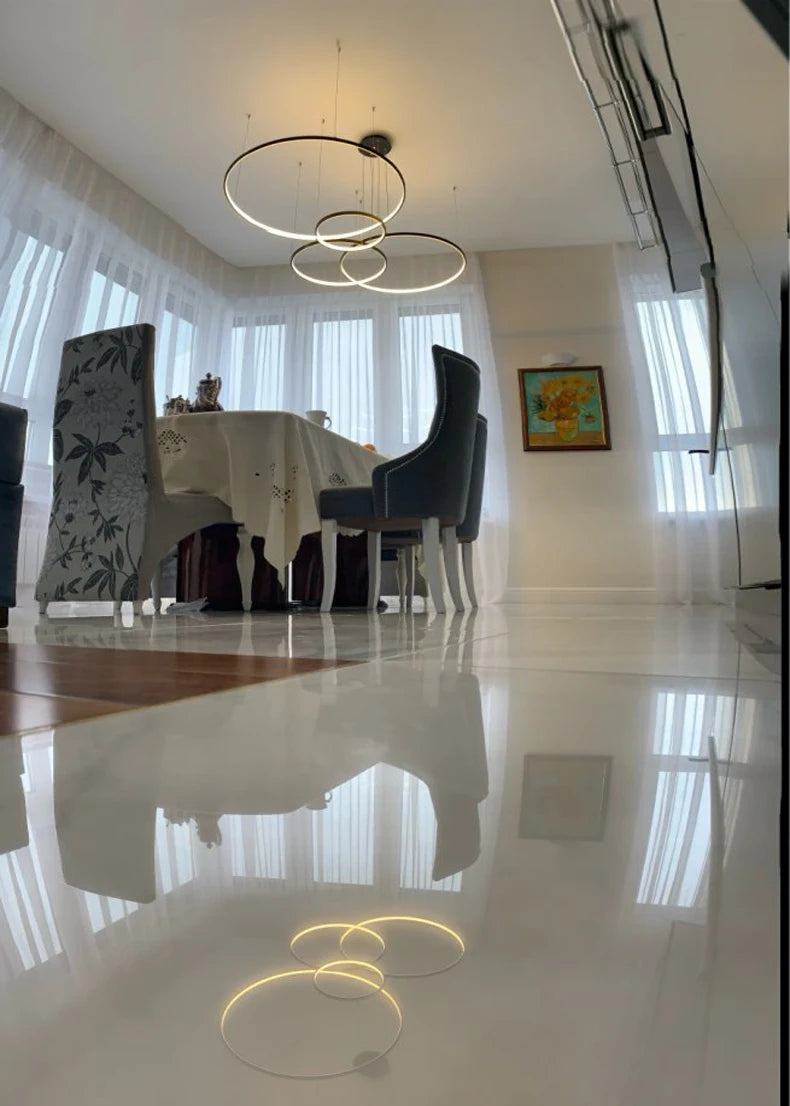 MZXFA Modern LED Pendant Chandelier | Brightness Dimmable, 40–100cm Ring Light