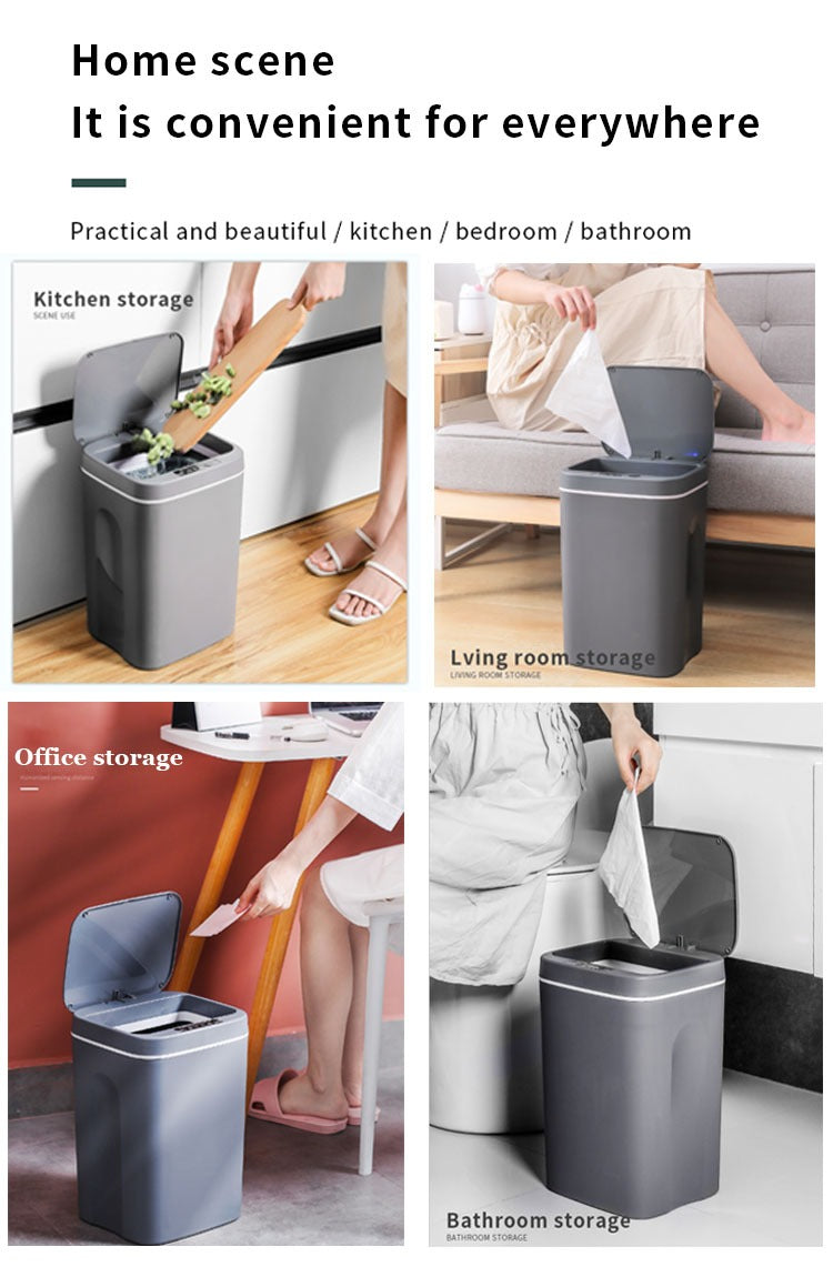 Touchless Sensor Trash Can 16L – Round Infrared Garbage Bin with Deodorizer Slot