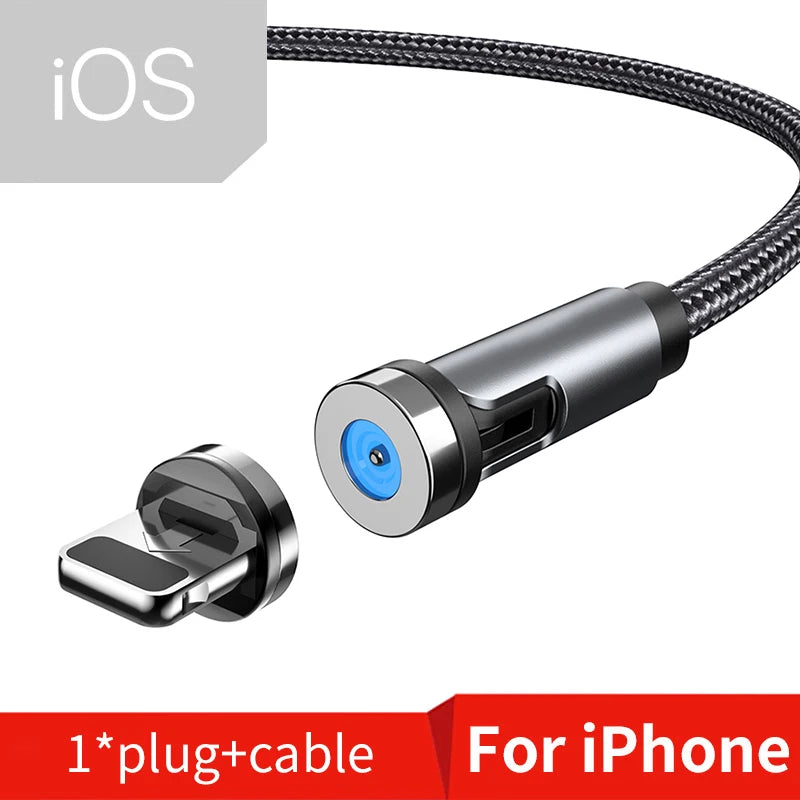 Magnetic Phone Charging Cable 2.4A | LED Breathing Light & 540° Rotation