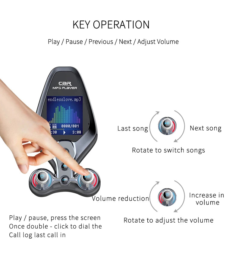 JINSERTA Bluetooth FM Transmitter with Dual USB QC3.0 Fast Charging & TFT Display – Hands-Free Car Kit (BT 5.0)