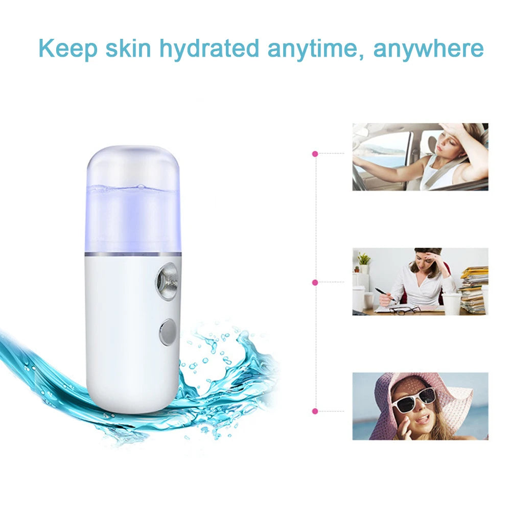 Nano Facial Mist Sprayer – USB Rechargeable Cold Spray Skin Hydration Device