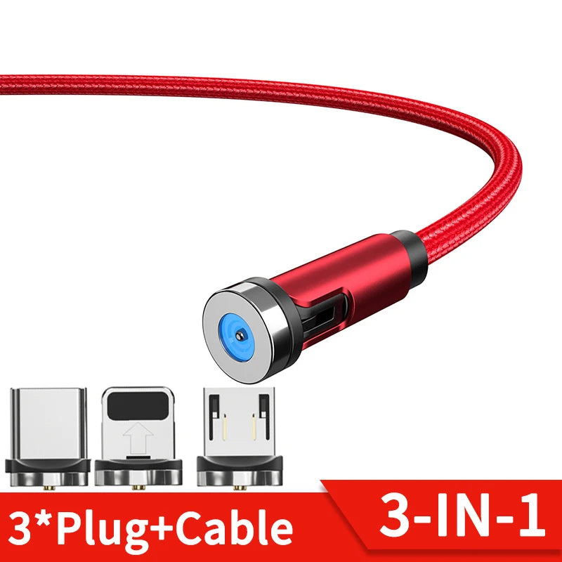 Magnetic Phone Charging Cable 2.4A | LED Breathing Light & 540° Rotation