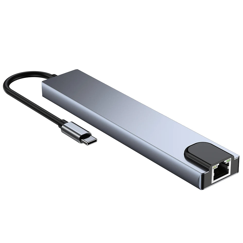 Type-C Hub 8-Port – 4K HDMI, LAN, USB 3.0, SD/TF, 100W PD Adapter