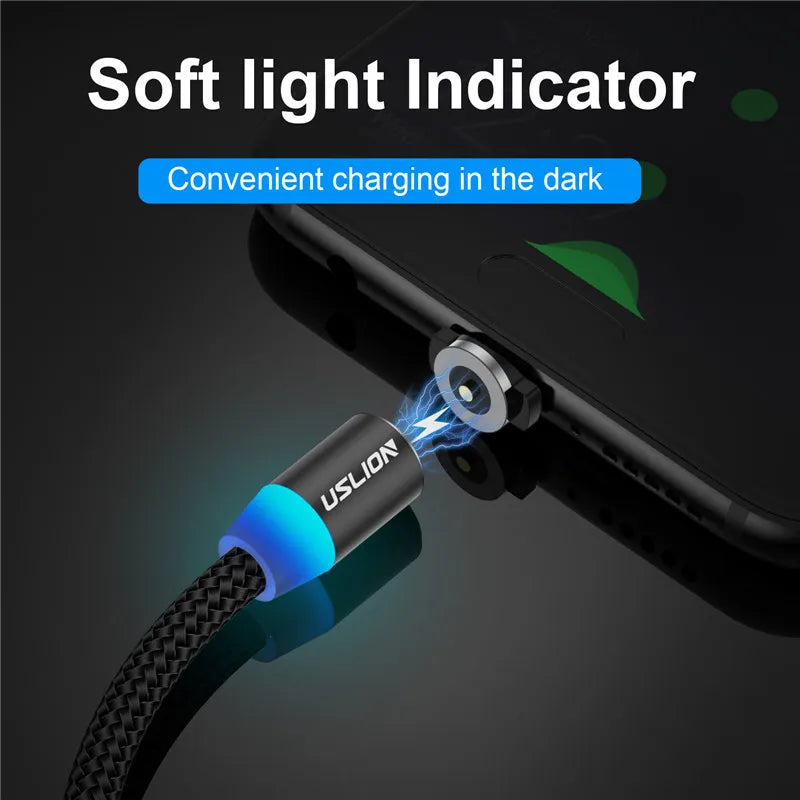 Magnetic Charging Cable 360 Degree – USB-A to Type-C / Lightning / Micro USB (2.4A)