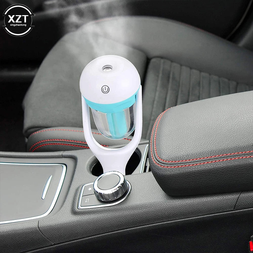 Car Air Humidifier & Negative Ion Purifier with Aroma Diffuser – Mini USB Mist Maker (12V Vehicle Power)