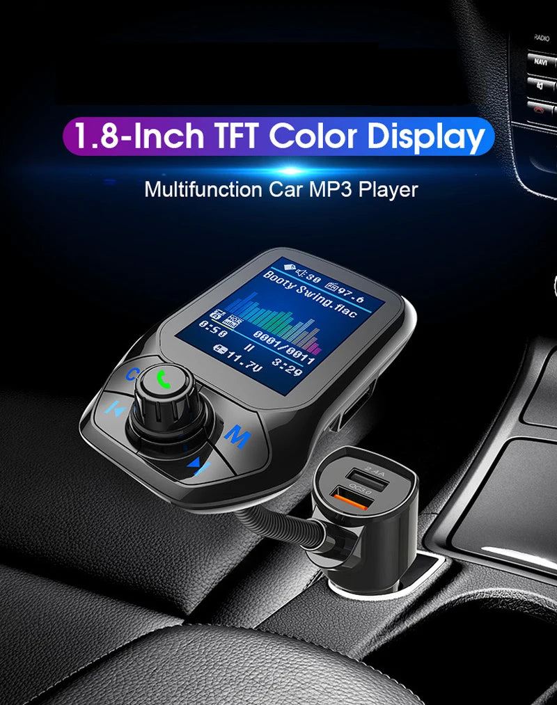 YASOKRO YSR31 Bluetooth FM Transmitter Car Kit – Hands-Free Calling, AUX & TF Card Music, Dual USB Charging