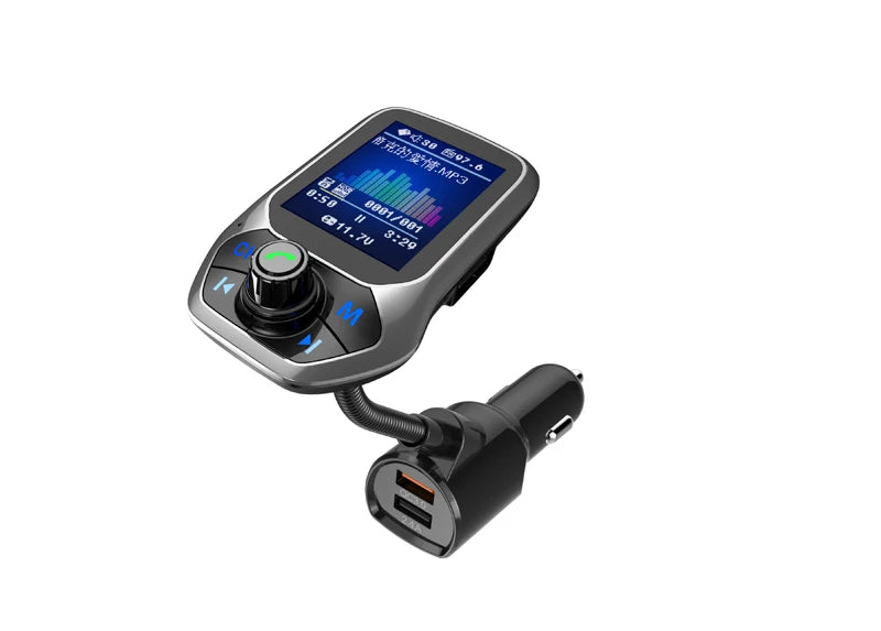 YASOKRO YSR31 Bluetooth FM Transmitter Car Kit – Hands-Free Calling, AUX & TF Card Music, Dual USB Charging