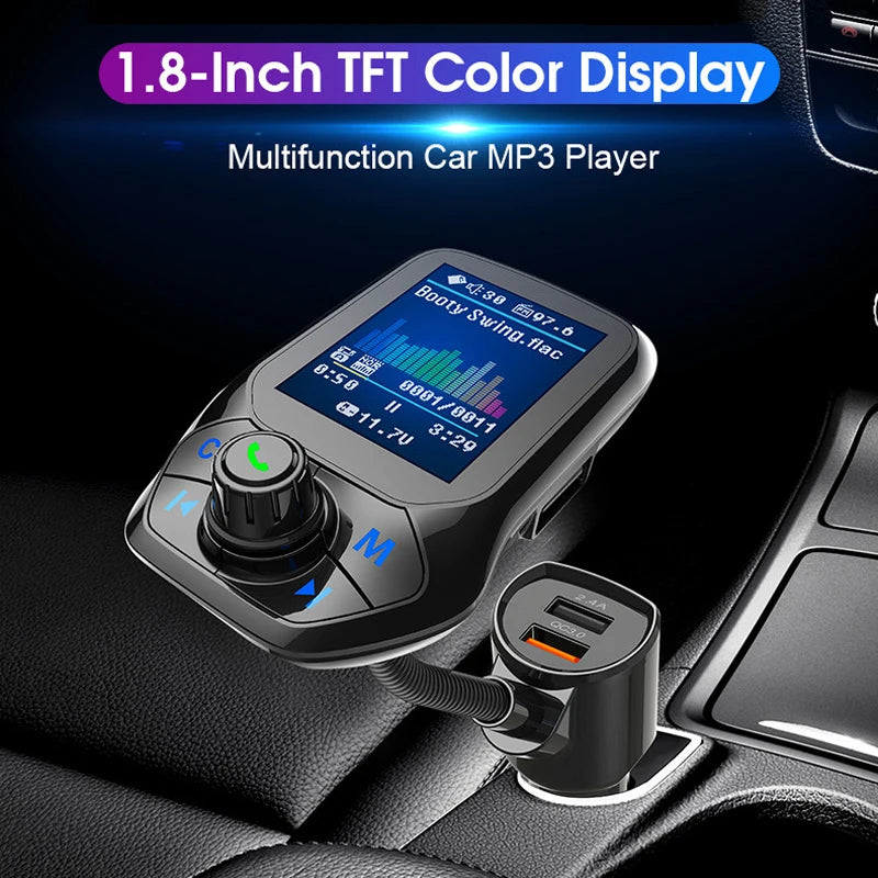 YASOKRO YSR31 Bluetooth FM Transmitter Car Kit – Hands-Free Calling, AUX & TF Card Music, Dual USB Charging