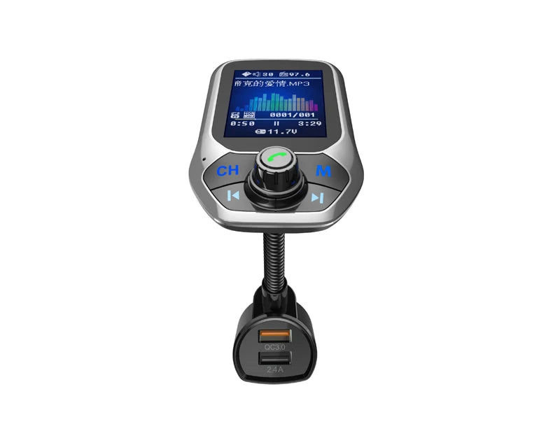 YASOKRO YSR31 Bluetooth FM Transmitter Car Kit – Hands-Free Calling, AUX & TF Card Music, Dual USB Charging