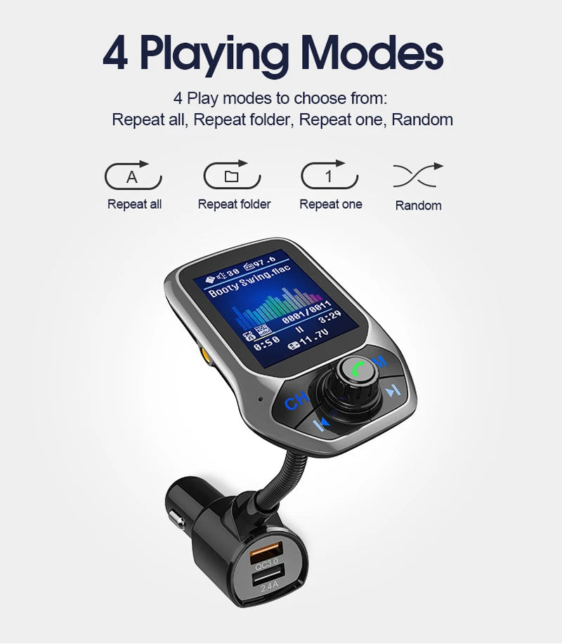 YASOKRO YSR31 Bluetooth FM Transmitter Car Kit – Hands-Free Calling, AUX & TF Card Music, Dual USB Charging