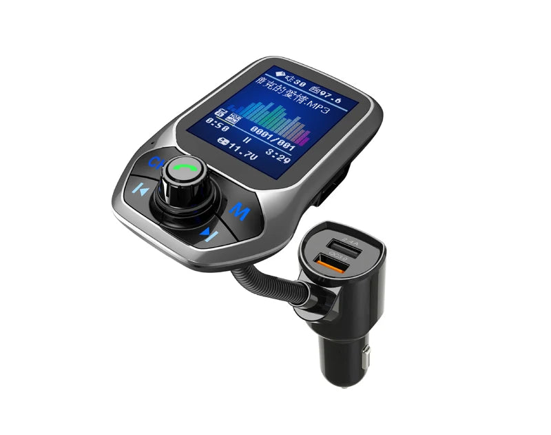 YASOKRO YSR31 Bluetooth FM Transmitter Car Kit – Hands-Free Calling, AUX & TF Card Music, Dual USB Charging