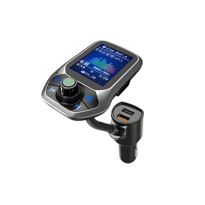 YASOKRO YSR31 Bluetooth FM Transmitter Car Kit – Hands-Free Calling, AUX & TF Card Music, Dual USB Charging
