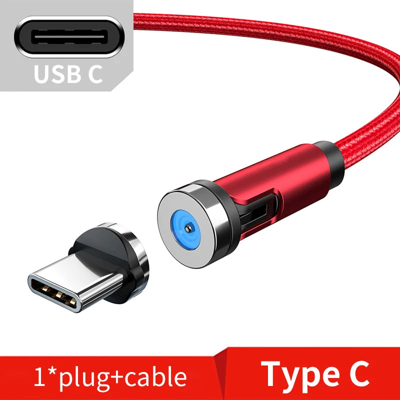 Magnetic Phone Charging Cable 2.4A | LED Breathing Light & 540° Rotation