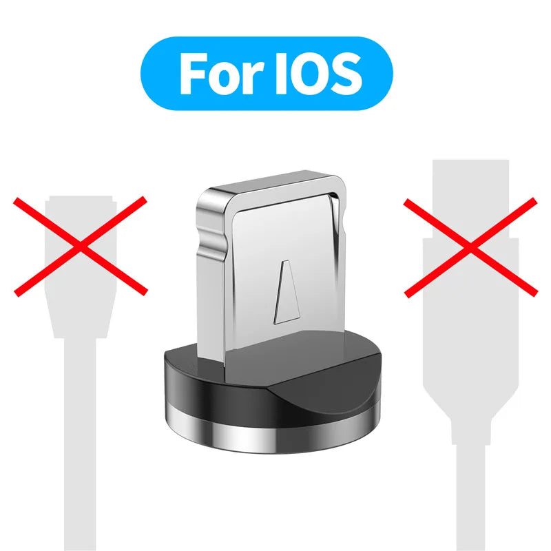 3-in-1 Magnetic USB Cable – 540° Rotation, Strong Magnet, 2.4A Charging