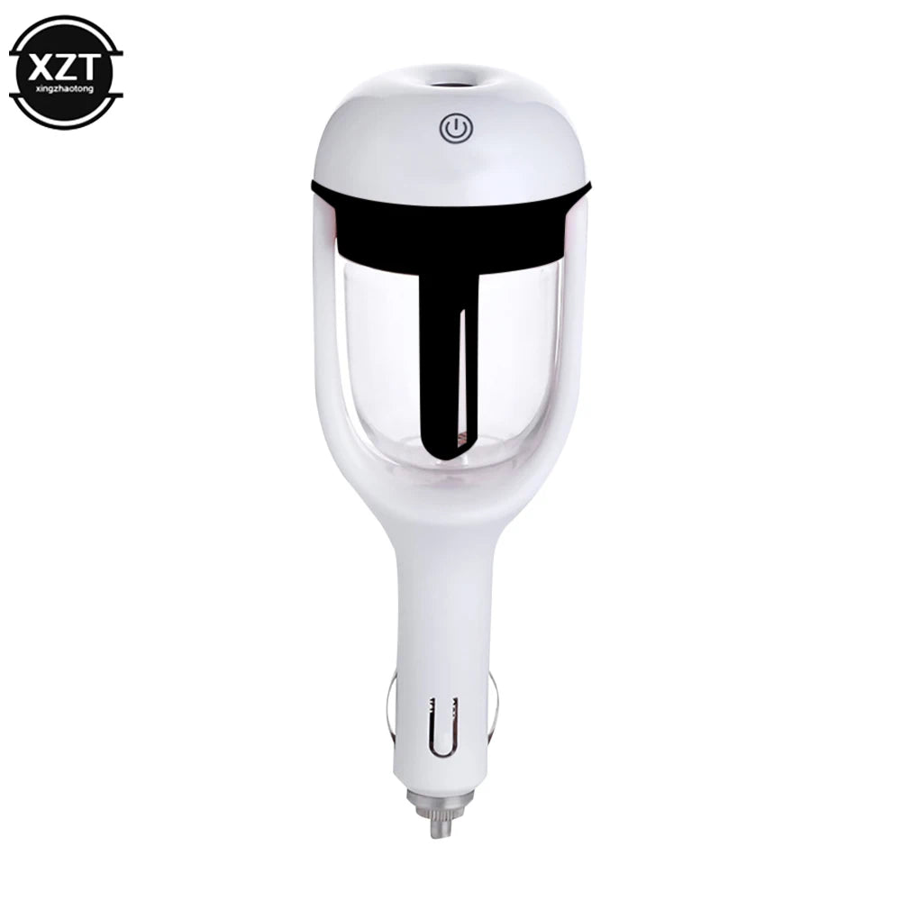 Car Air Humidifier & Negative Ion Purifier with Aroma Diffuser – Mini USB Mist Maker (12V Vehicle Power)