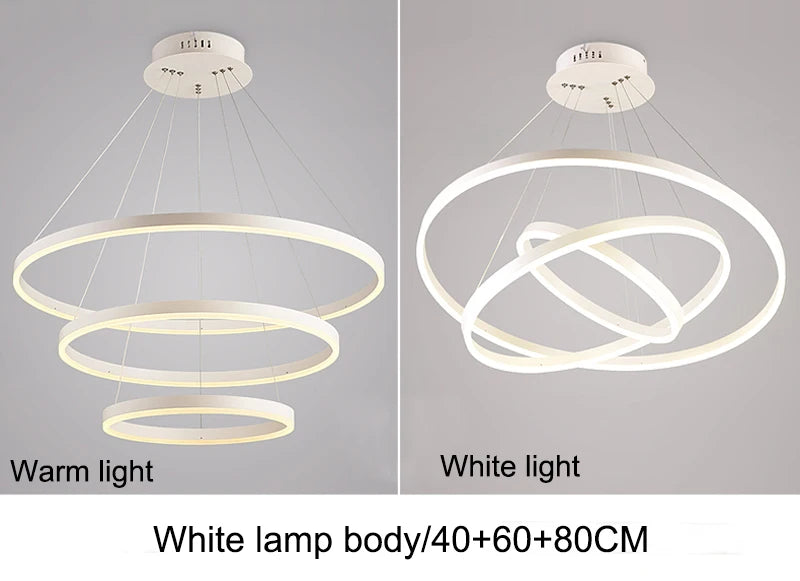 MAN TANG JIN Modern LED Pendant Chandelier | Adjustable Ring Sizes, Smart Dimming