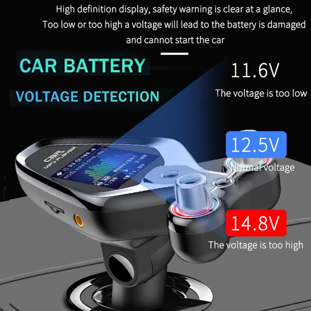 JINSERTA Bluetooth FM Transmitter with Dual USB QC3.0 Fast Charging & TFT Display – Hands-Free Car Kit (BT 5.0)