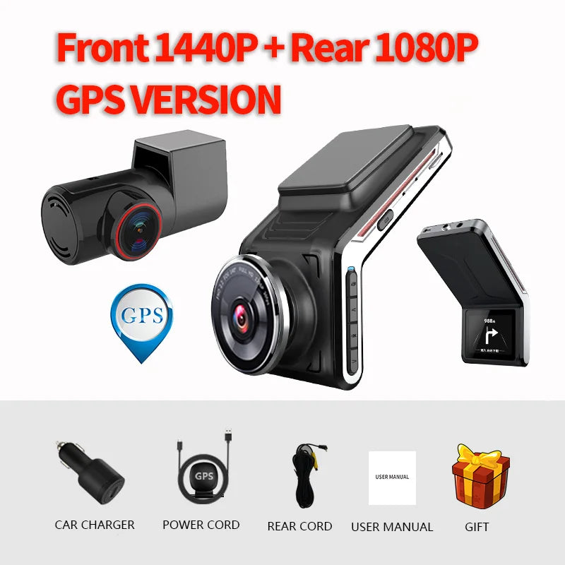 Sameuo U2000 4K Dash Cam – Front & Rear Car DVR with WiFi, Night Vision & Parking Monitor