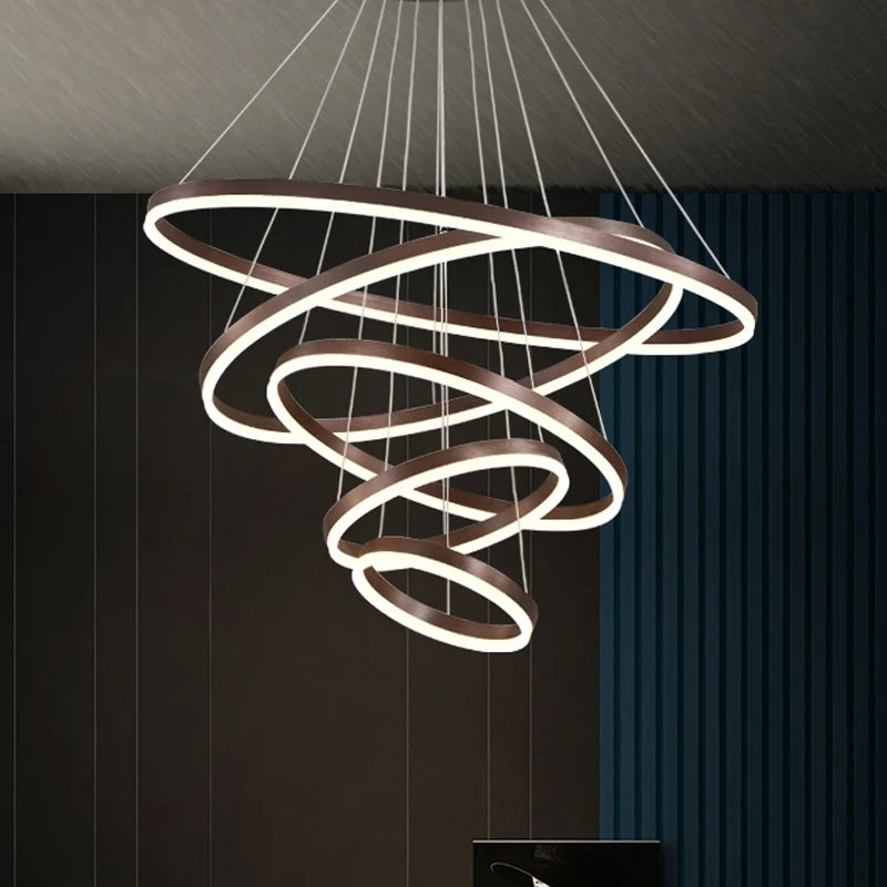 MZXFA Smart LED Pendant Chandelier | Adjustable Ring Sizes, Warm/Neutral/Cool Light