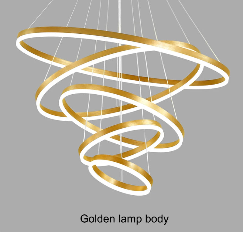 MZXFA Smart LED Pendant Chandelier | Adjustable Ring Sizes, Warm/Neutral/Cool Light