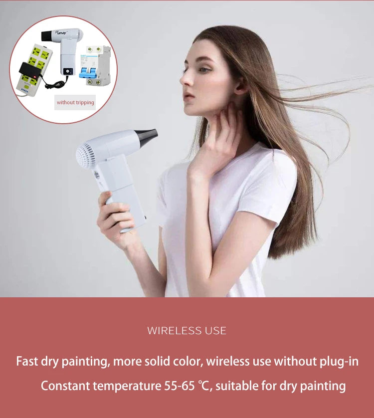 UMAY Portable Cordless Hair Dryer RX-010 – 400W Thermostatic Hot & Cold Wind, Travel-Ready