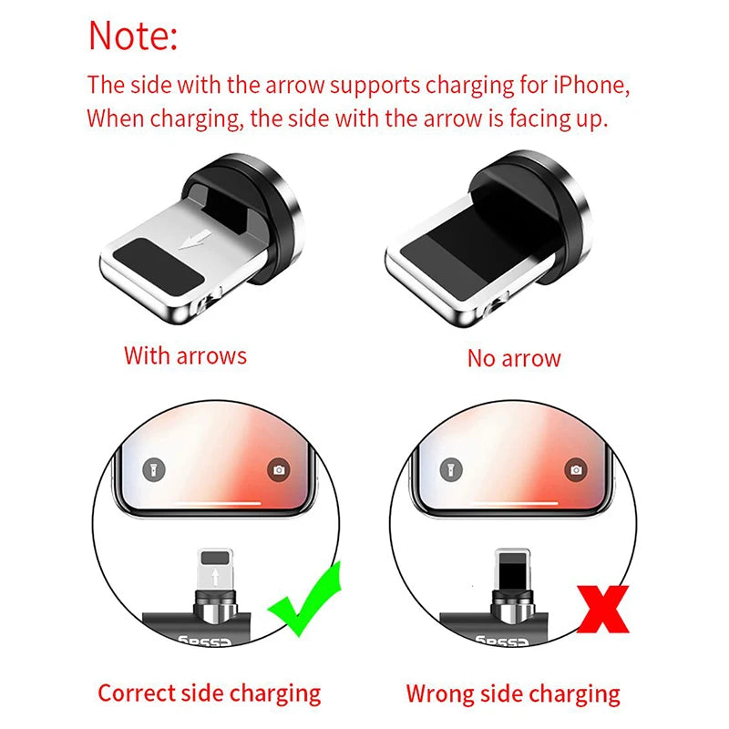 Magnetic Phone Charging Cable 2.4A | LED Breathing Light & 540° Rotation