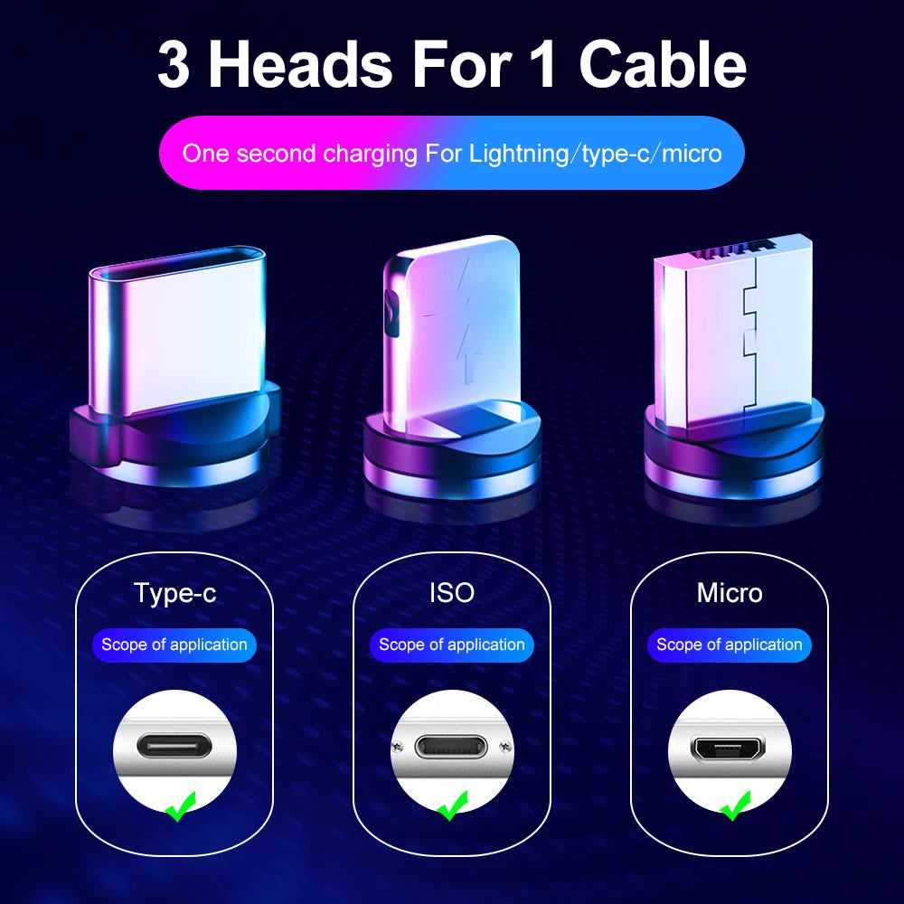 Magnetic Charging Cable 1m – Micro USB & Type-C Nylon Cable for Android Devices