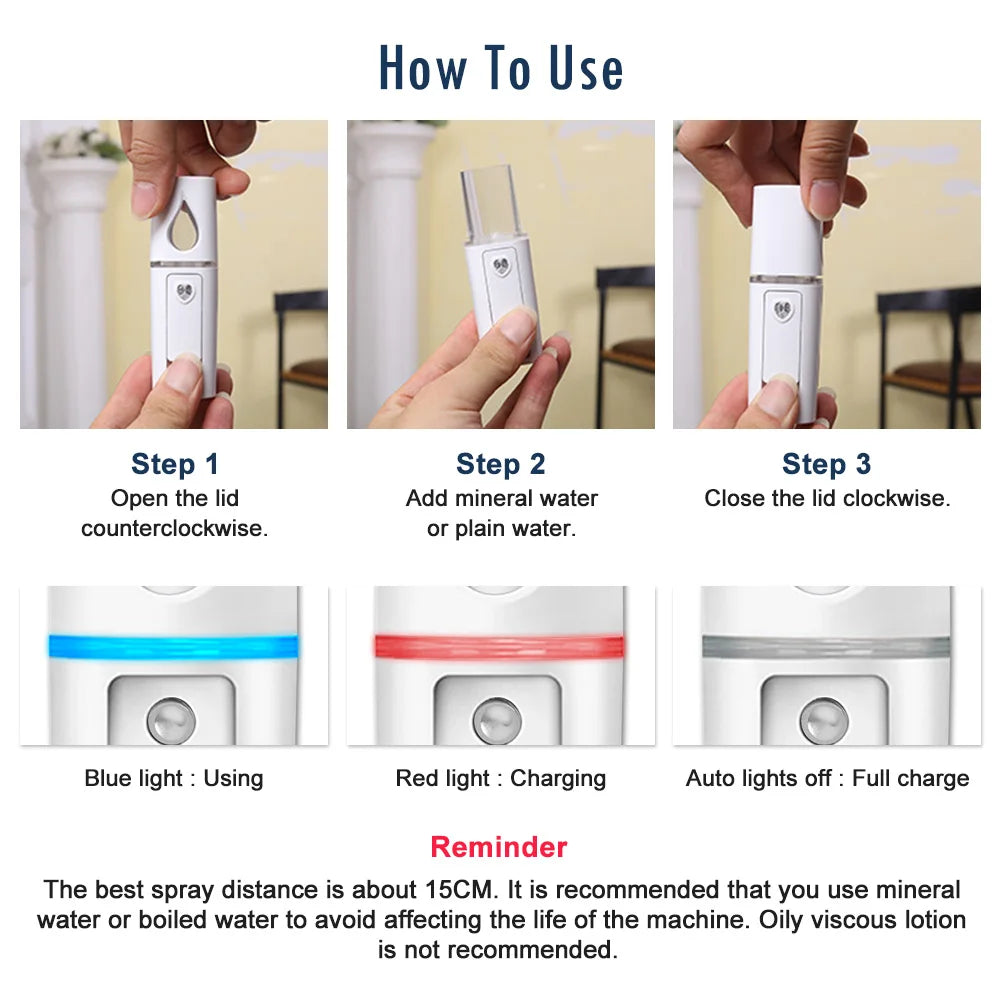 Rechargeable Face Mist Hydrator – Cold Spray Skin Rejuvenation Sprayer