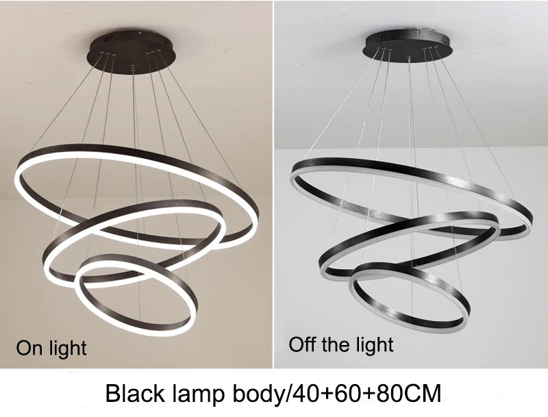 MZXFA Smart LED Pendant Chandelier | Adjustable Ring Sizes, Warm/Neutral/Cool Light