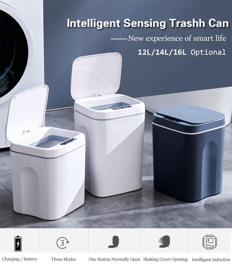 Touchless Sensor Trash Can 16L – Round Infrared Garbage Bin with Deodorizer Slot