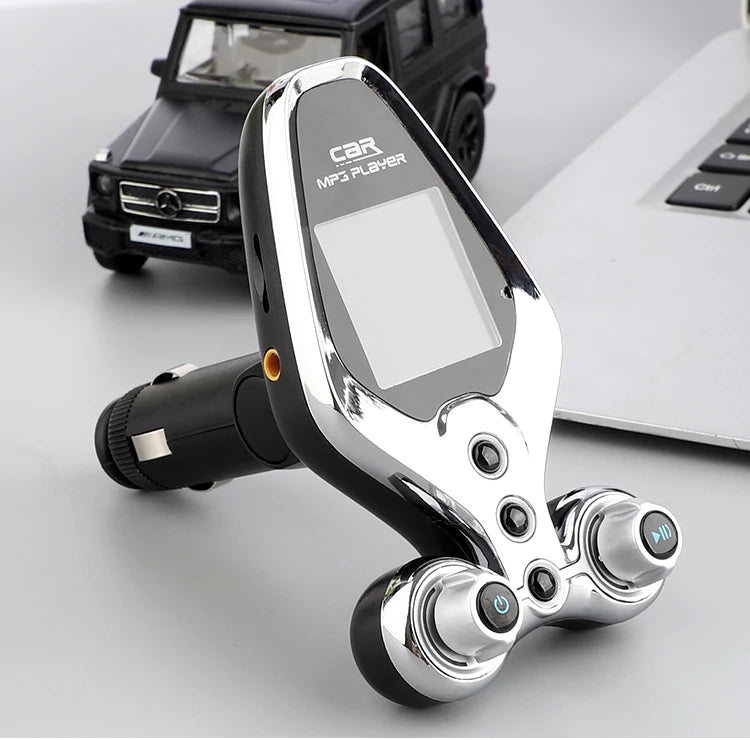 JINSERTA Bluetooth FM Transmitter with Dual USB QC3.0 Fast Charging & TFT Display – Hands-Free Car Kit (BT 5.0)