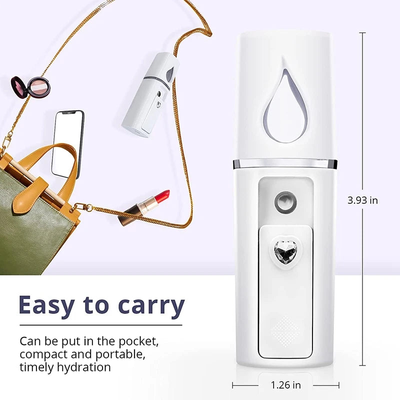 Portable Nano Facial Mister Mini Steamer – USB Rechargeable Cold Spray Hydration Device