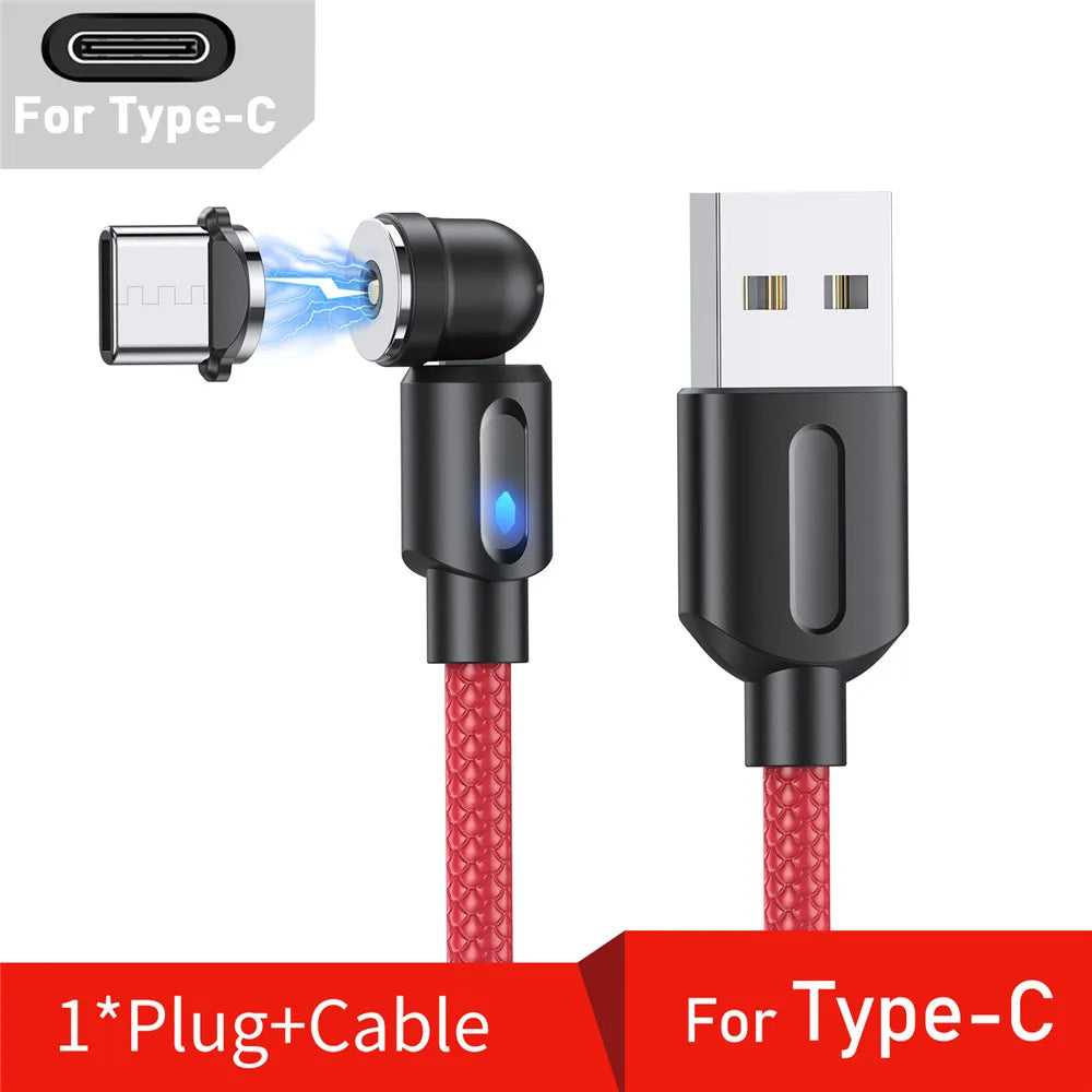 3-in-1 Magnetic USB Cable – 540° Rotation, Strong Magnet, 2.4A Charging