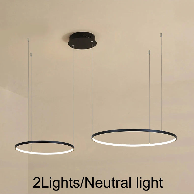 MZXFA Modern LED Pendant Chandelier | Brightness Dimmable, 40–100cm Ring Light