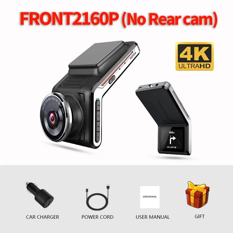 Sameuo U2000 4K Dash Cam – Front & Rear Car DVR with WiFi, Night Vision & Parking Monitor
