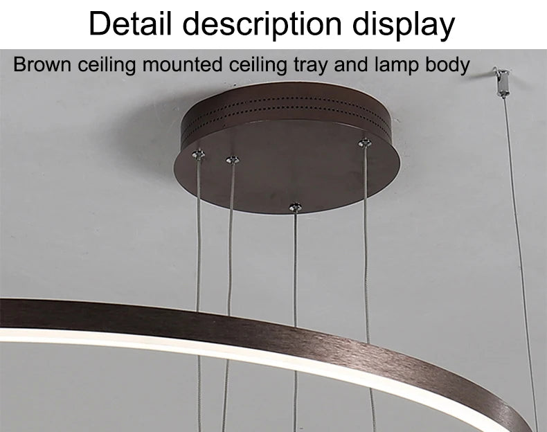 MZXFA Modern LED Pendant Chandelier | Adjustable Ring Sizes, Warm/Neutral/Cool