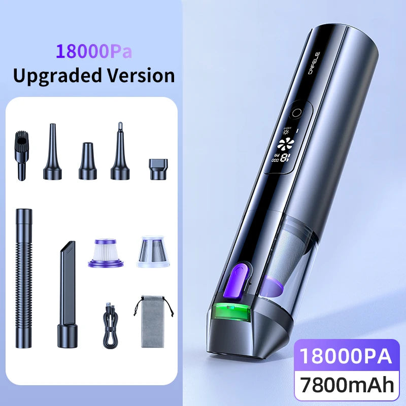 cafele CX06 4-in-1 Cordless Car Vacuum Cleaner – 18000Pa Brushless, Air Pump & Wind Blower