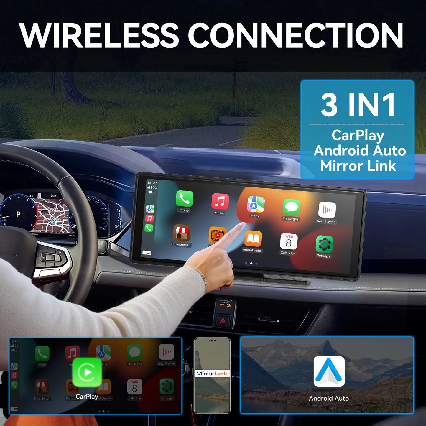 Pionray Universal Car Multimedia Player 7” / 10.26” – CarPlay, Android Auto