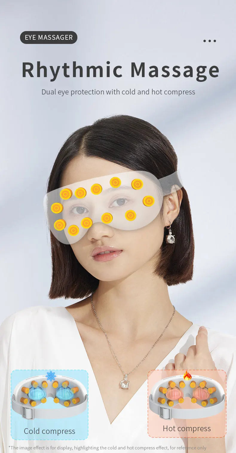 VIMYSHOW Heat & Cool Eye Massager – 12 Node Acupressure with Bluetooth Music