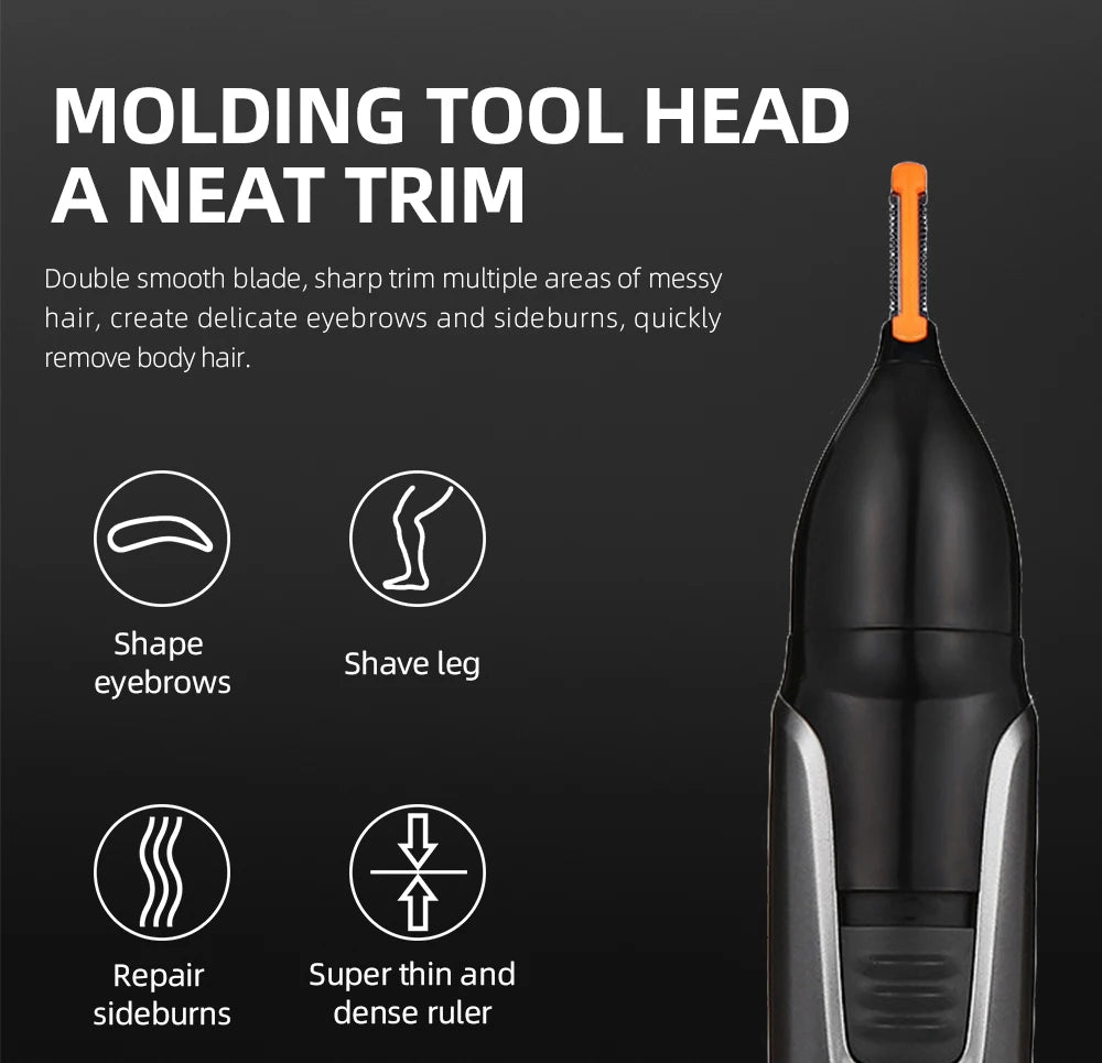 Kemei KM-312 Nose, Beard & Eyebrow Trimmer – Compact Rechargeable Groomer