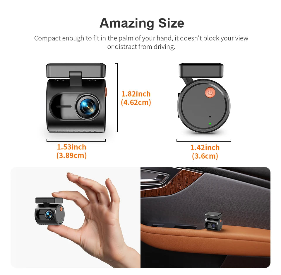 KAWA MINI3 Gen2 2K Dash Cam – Hidden WiFi Car DVR with Voice Control & Night Vision