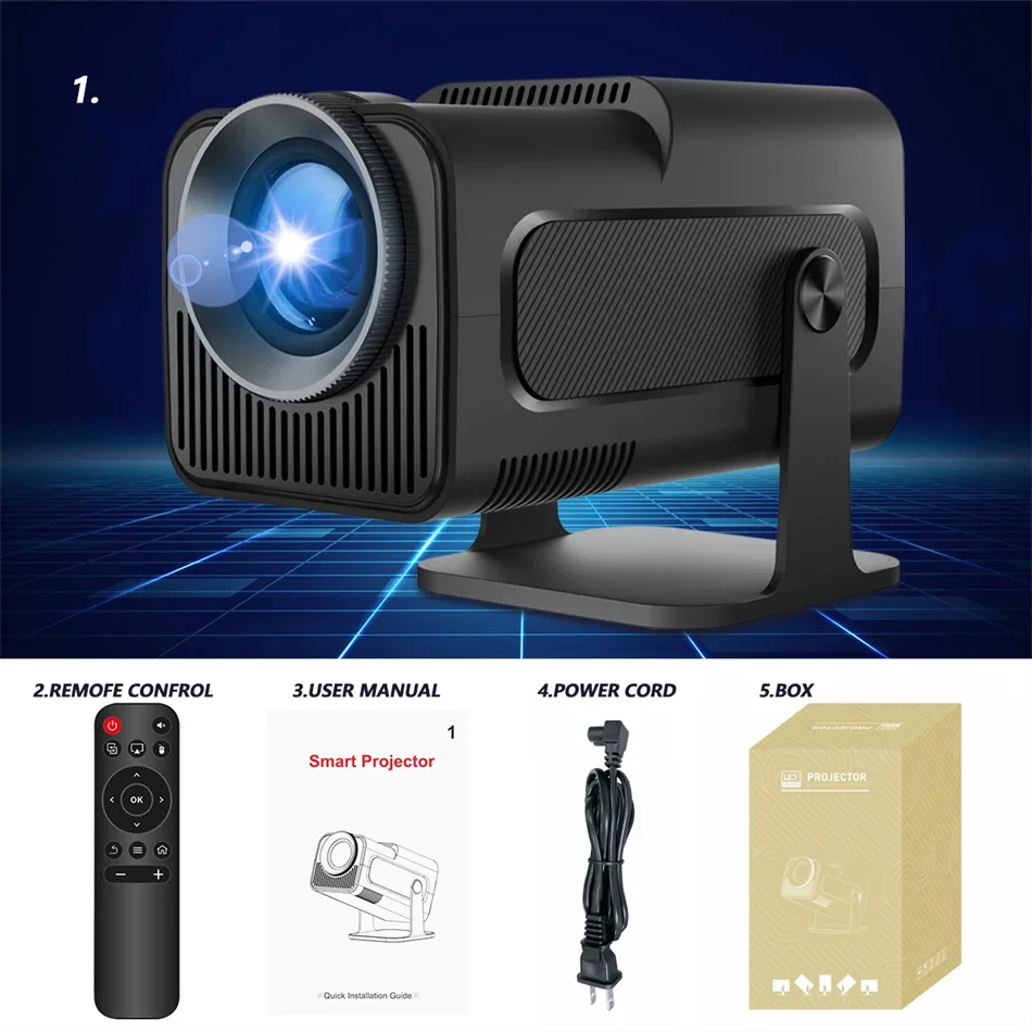 Portable 4K Android Projector – Full HD 1080P, Bluetooth, Indoor & Outdoor Use