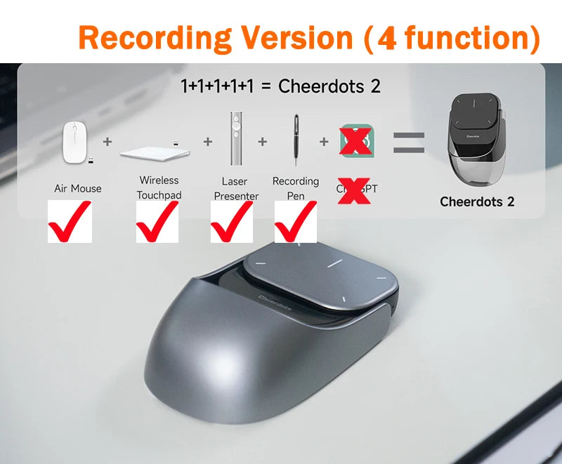 Ostar Yeah Cheerdots 2 AI Air Mouse – Bluetooth Wireless Presentation Remote with AI Recording & ChatGPT