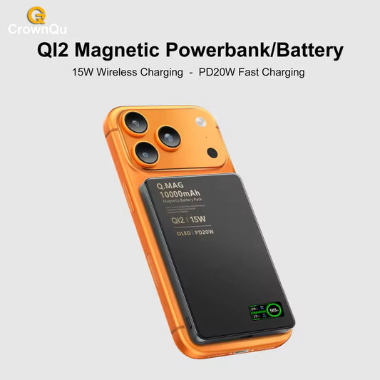 Magnetic Wireless Power Bank 5000/10000mAh – 3-in-1 Fast Charger with Digital Display