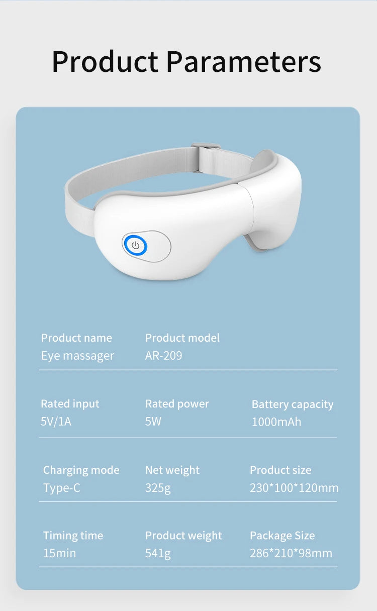 VIMYSHOW Bluetooth Eye Massager – Heat, Vibration & Music Relaxation Mask