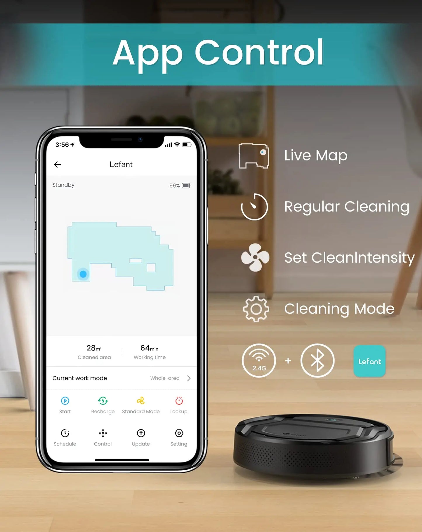 Lefant M210 Pro Robot Vacuum Cleaner – 2200Pa Suction, App & Alexa Control, Slim Design